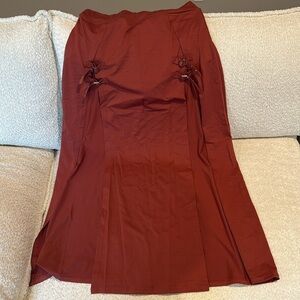 Halara High Waisted Decorative Buckle Split 2-in-1 Maxi Skirt Brown Size L